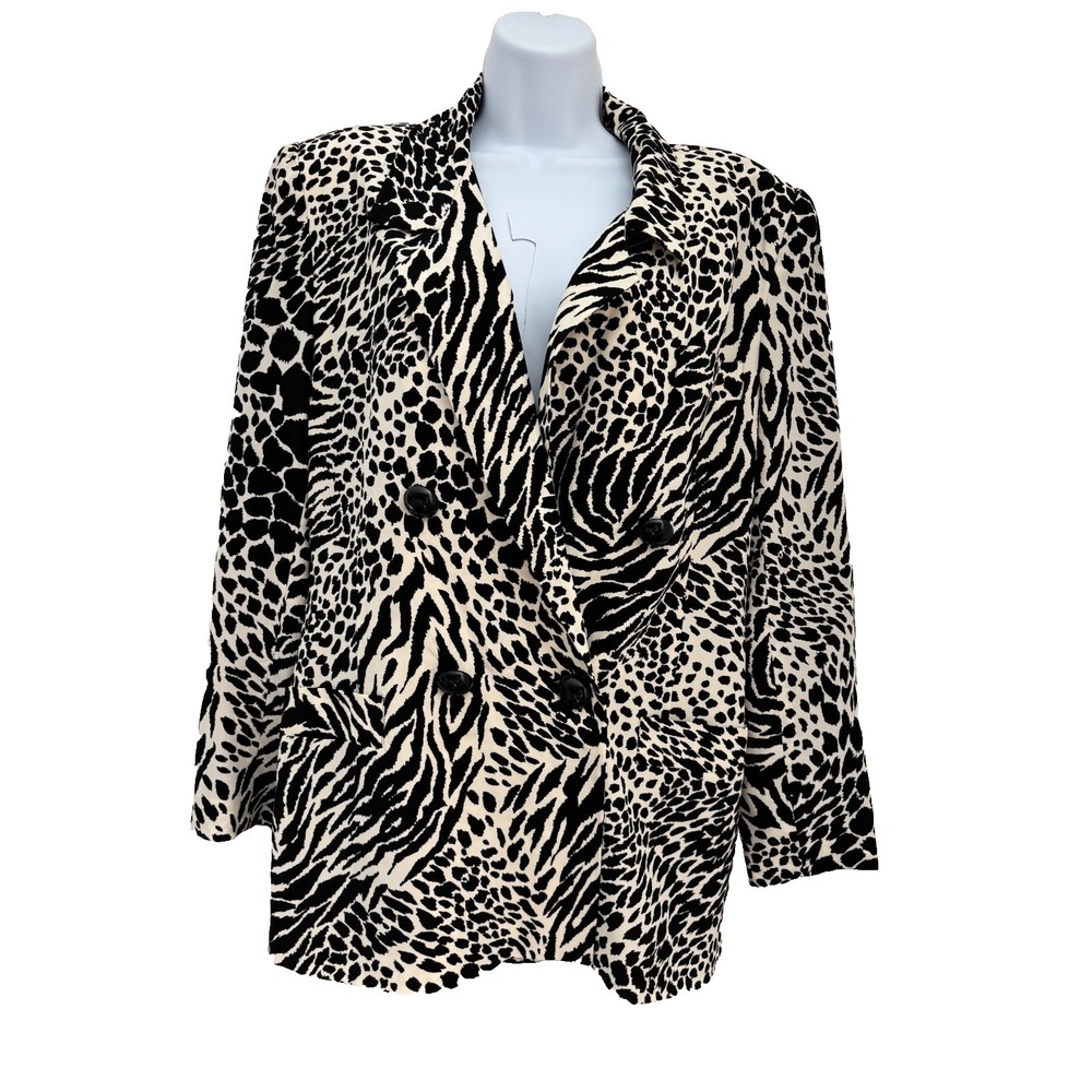 VTG Lillie Rubin Blazer 10 Silk Lined Jacket Mob 90s Glamour Cocktail Animal
